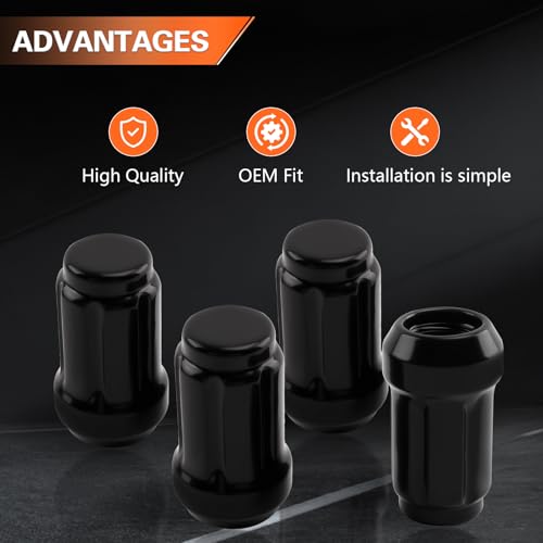ATV M12x1.5 Black Lug Nuts & Wheel Lock Lug Nut kit Compatible with 2007-2015 Jeep &1995-2021 Kia &1984-2021 Ford & 1983-2021 Mitsubishi