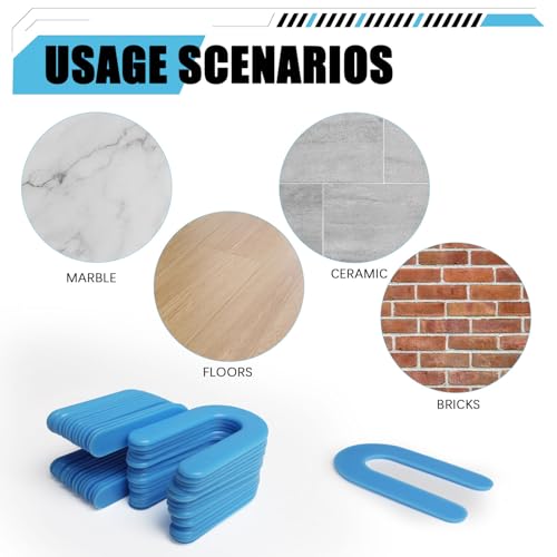 1000 Horseshoe Tile Spacers, 1/16-Inch U-Shaped Plastic Spacers for Tile Leveling System Floor Wall Tile Installation 1/16"-1000 Pcs