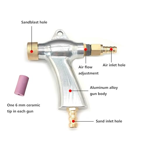 Sand Blaster Gun, Sandblasting Sandblaster Gun Kit for Sandblast Blast Cabinet with 15Pcs Ceramic Nozzles