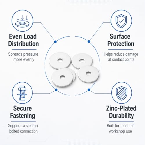 Acrux7 400 Pack M4 Fender Washers, 4x20x1mm, Zinc Plated Carbon Steel