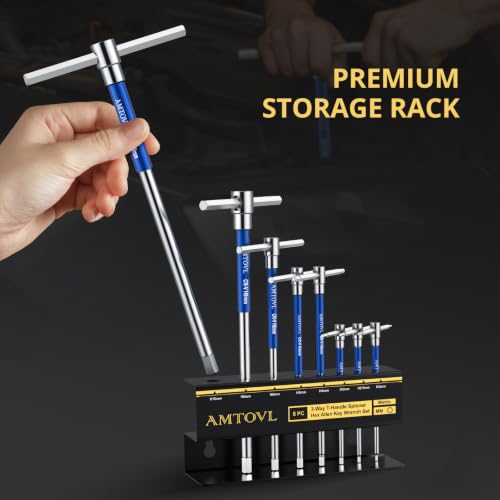 AMTOVL T-Handle Hex Allen Wrench Set - Metric, 8 Pcs 2mm-10mm