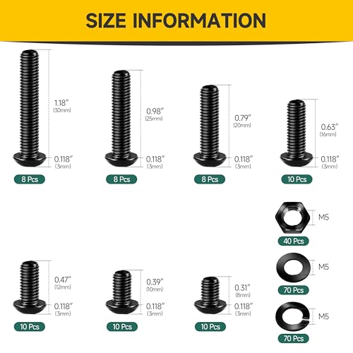 Mywish 750Pcs #6-32#8-32#10-24 1/4-20" Nut and Bolts Assortment Kit & 244Pcs M5 Screw Metric Screw Assortment, Nuts and Bolts Assortment Kit, Flat & Spring Lock Washers/Nuts/Wrenche