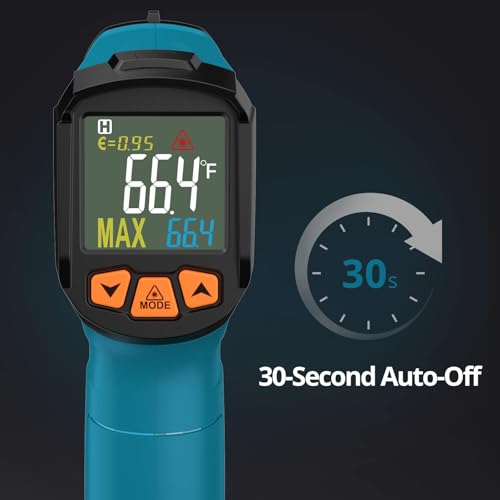 Tilswall Infrared Thermometer 50~800°C IR Digital Laser Temperature Meter | Adjustable Emissivity, LCD Display, for Cooking/Barbecue/Pizza Oven/Freezer/Industry, Not for People-W300 blue l
