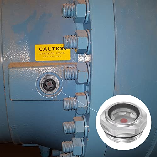 sourcing map Air Compressor Oil Level Gauge Sight Glass M30x1.5mm Male Threaded Aluminum Liquid Indicator Sight Window