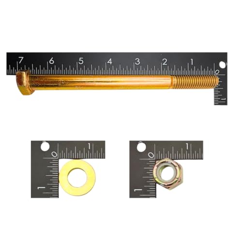 1/2"-13 x 6-1/2" Grade 8 Hex Bolts (4-Pack) with Washers and Nuts SAE J429 High-Strength Coarse Thread Fasteners for OEM, MRO & Industrial Applications | 6.5" Yellow Zinc Plated Bolts, Washers, Nuts 4