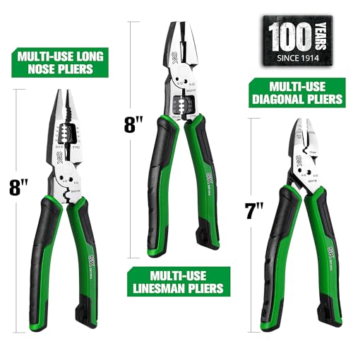 SK 3-Piece Multi-use Pliers Set, 7" & 8" Pliers, Anti-slip Handle