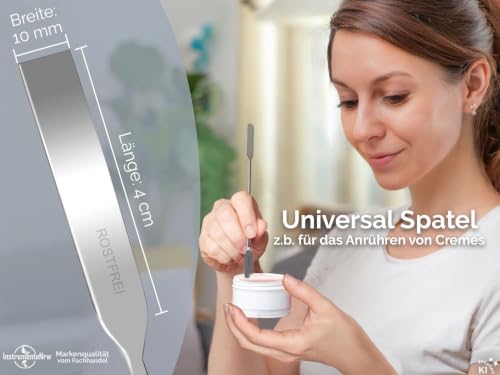 InstrumenteNrw Metal Laboratory Spatula Stainless Steel Chrome-Plated 21 cm | Double spatula for cosmetics, hobby and laboratory work