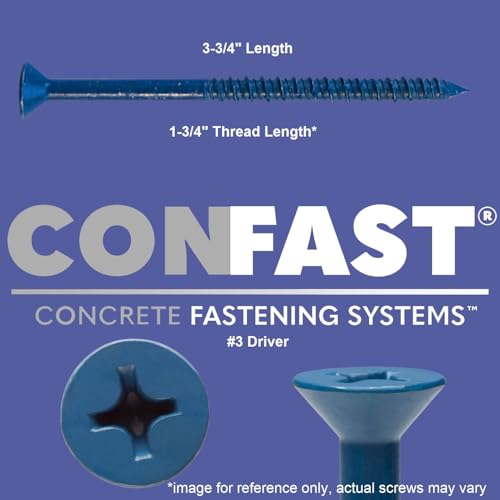 CONFAST 1/4" x 3-3/4" Blue Flat Phillips Concrete Screw Anchor 1/4" x 3-3/4"