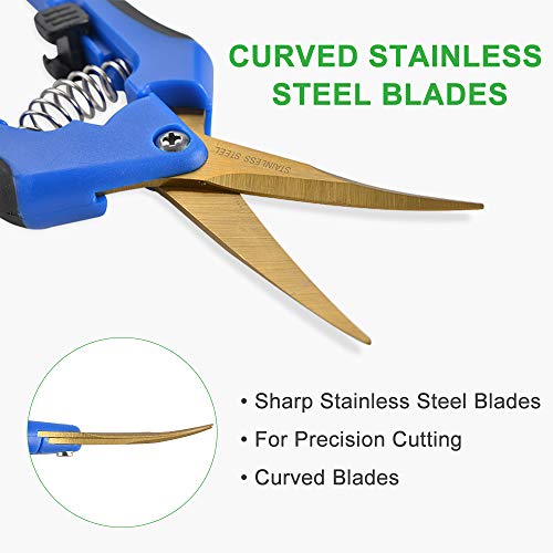 GROWNEER 3 Packs Pruning Shears with Curved Precision Blades, 6 Packs Pruning Shears with Straight Blades Gardening Hand Pruning Snips