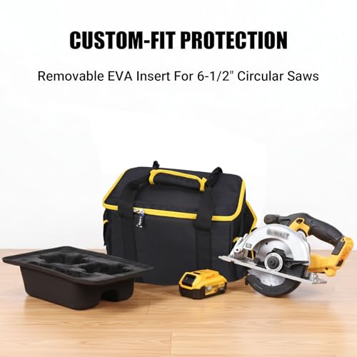 Tool Bag for DEWALT 20V MAX 6-1/2-Inch Circular Saw DCS391B/ DCS565B with Multi-Pocket for Batteries/Masks/Circular Saw Blades, Universal Tool Bag for 6-1/2-Inch Circular Saw (Black & Yellow) Black & Yellow