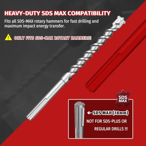 3/4" x 24" SDS Max Hammer Drill Bit, 4-Cutter Concrete Masonry 3/4" x 24"
