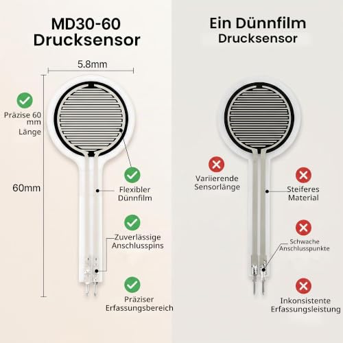 Force Sensing Resistance Thin Film Pressure Sensor Force Sensing Resistor MD30-60 0~30kg Diameter 30mm