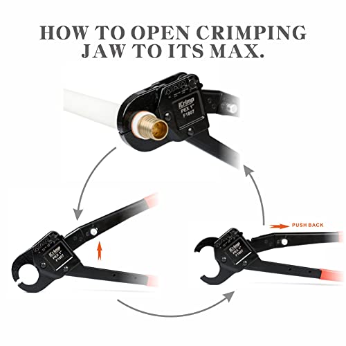 iCrimp Angled Head PEX Crimping Tools Works on 1-INCH PEX Pipe with Go/No-Go Gauge suits All US F1807 Standards 1" Crimper