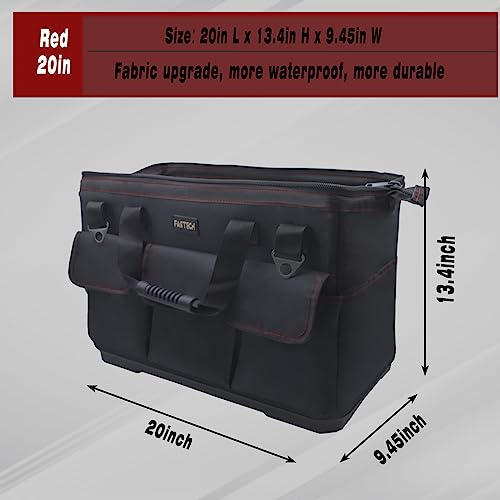 FASTECH 20-inch Heavy Duty Bottom Tools Bag with Wide Mouth for Tool Storage, Carrier and Organizer, Tool Bag for Men, Wide Mouth Tool Bags with Inside Pockets (20 Inch) 20IN BOTTOM