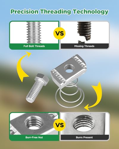3/8"-16 Flared Spring Channel Nut and Bolt - 20 Pack