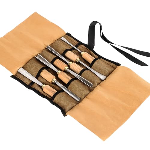 7-Piece Wood Carving Chisel Tools Set, Sharp CR-V Steel Blades 7-Piece with Ash Handle