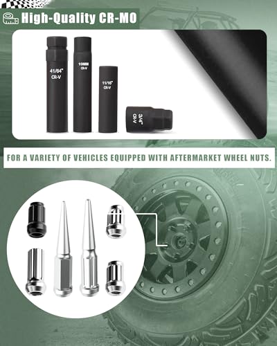 M14x1.5 Lug Nuts Spline Black 24 Pack 14x1.5 Aftermarket Wheel Lugnut, with 8PCS Spline Lug Nut Key Set, SAE Metric Lug Nut Socket Set