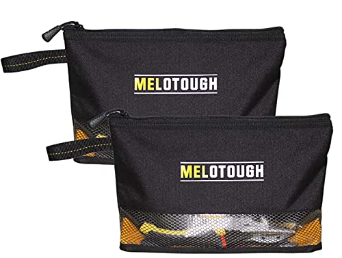 MELOTOUGH 2PACK Multi Tool Pouch Small Tool Bag Zipper Bag Zipper Pouches, Durable Storage Organizer Tote bag + 1 PACK Tool Holster Cordless Drill Holster Tool Hook