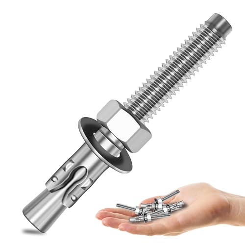 Mywish (10 Sets) 1/4-20 x 2 Hex Head Stainless Steel Bolts and Nuts & 1/4 x 2-1/4 Inch Wedge Anchors, 10Pcs 304 Stainless Steel Industrial 1/4 Heavy Duty Industrial Masonry Wdege Anchor Bolts for Bric