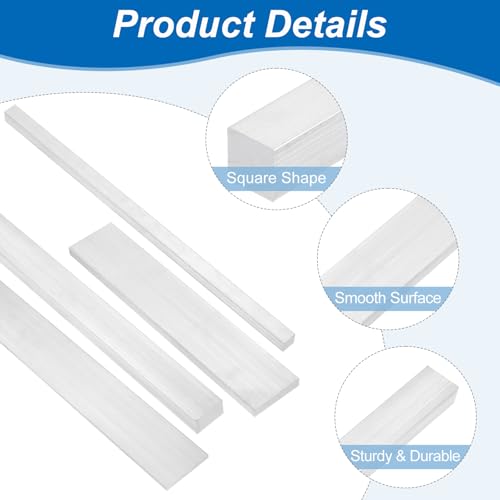 uxcell Square Aluminum Flat Bar, 2pcs 3/8" Thickness 3" Width 16" Length Square 6061 Aluminum Bar Flat Plate, 10 x 75 x 406mm T6511 Solid New Mill Stock 3/8" T x 3" W x 16" L(10x75x406mm) 2