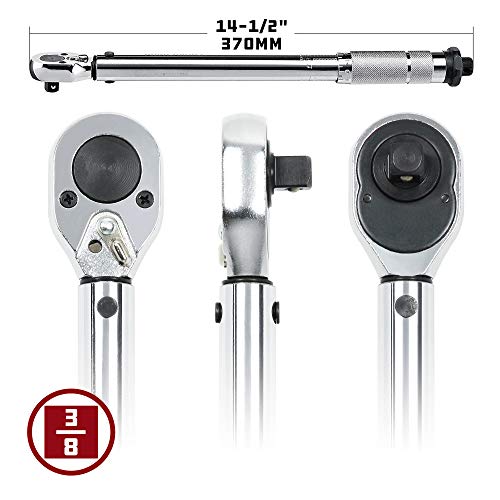 Powerbuilt 3/8-Inch Micrometer Torque Wrench, 5-80 Foot/Pounds and 0.7-11.2 Meter/Kilograms, Reversible Ratchet Clicks, Lockable - 644998 3/8 in.
