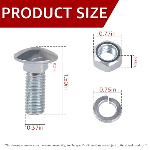 7/16 Chrome Bumper Bolts for Ford Front Bumper Bolts 7/16-14 x 1-1/4" 8PCS 8