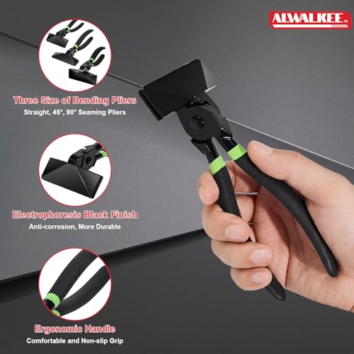 3Pcs Hand Seamer Sheet Metal Pliers Set, 3in Bending Folding Tool