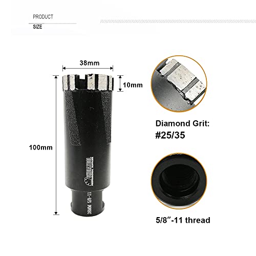 SHDIATOOL Diamond Core Drill Bits 1-1/2 Inch for Hard Stone Concrete Marble Granite Brick Laser Welded Dry or Wet Hole Saws