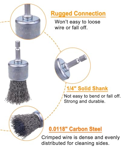 Rocaris 30 Pack Carbon Steel Wire Wheel Brush with 1/4-Inch Hex Shank