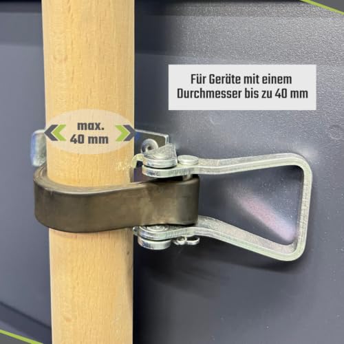 Locking Bearing Shovel Holder Spade Holder Ax Holder Broom Holder Tension Lock Device Holder Garden (Galvanized Steel, 80 mm) Galvanized steel