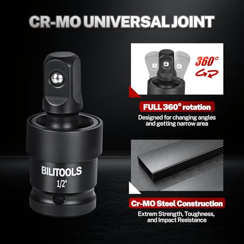 BILITOOLS 17-Piece Impact Socket Adapter Set with U-Joints & Reducers standard