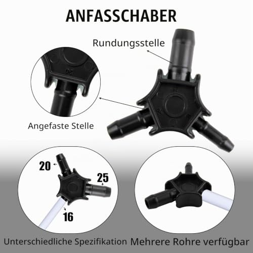 Multi Calibrator/Deburring for Multilayer Pipes 16-20-25 mm, Calibrator Deburring for PEX-AL-PEX and Aluminum Composite Pipe, Calibrator Mandrel Plastic Precise for Pipe Calibration and Deburring