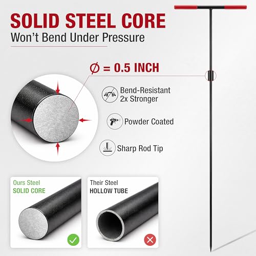 HOMESTEAD 36-Inch Soil Probe Rod with wide T handle, Comfortable Grip for Locating underground pipes and septic tanks 36 Inch