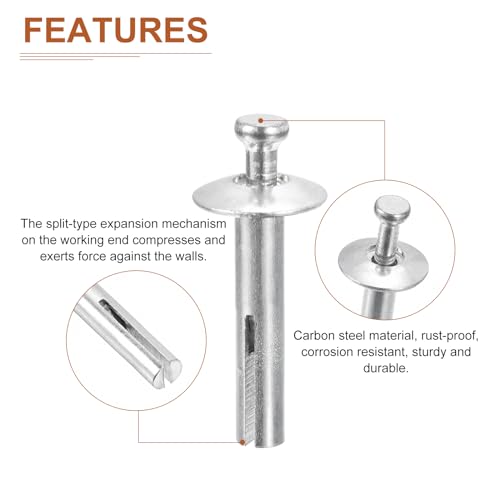DTGN 1/4" x 1-1/4"(D x L) Hammer Drive Nail - 100Pack - Good for Concrete Drywall - Carbon Steel Drive Expansion Anchors - Silver 100