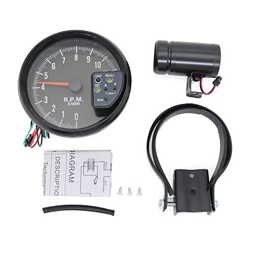 Shkalacar 5" Tachometer Gauge RPM Tach Gauge with 7 LED Multicolored Display Backlight with Shift Light Peak Sound LED Flash When RPM Warning for Universal Car