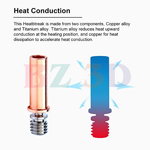 Vyper BiMetal Heatbreak,Kobra 2 Copper+Titanium Alloy All Metal Bi-Metal Heat Break for Kobra Max/Kobra 2/Neo/Kobra 2 Pro/Plus/Max/i3 Mega/Mega S/X/Pro/Vyper/Chiron Hotend.(2Pcs)