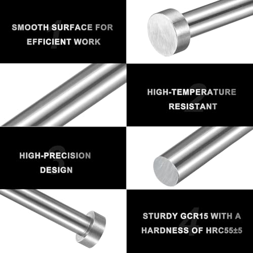 HARFINGTON 4pcs Straight Ejector Pin 7/16" Dia 255mm (10") Long GCR15 Round Tip Punches Steel Ejector Pin Punch for Die Manufacturing Mechanical Maintenance 7/16" Dia x 10" Long