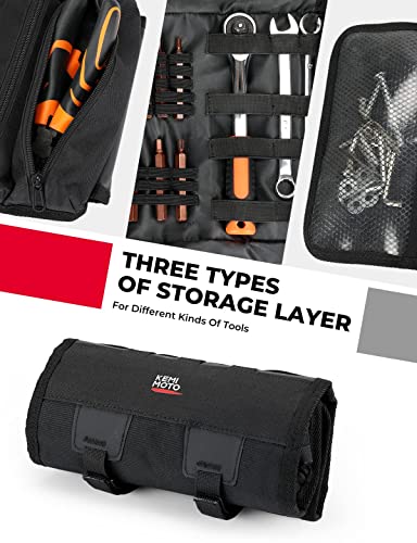 KEMIMOTO Universal Motorcycle Tool Bag + Handlebar Tool Bag with Detachable Phone Bag fits Most Motorcycle