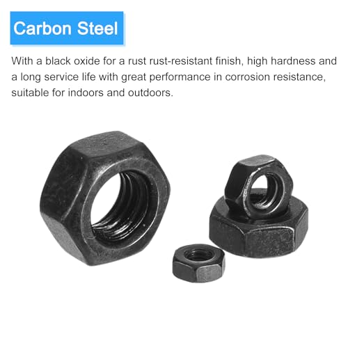 METALLIXITY Hex Nuts (5/8"-11) 25Pcs, Carbon Steel Coarse Thread Black Oxide Hexagon Nut Hardware - for DIY Home Repair Machinery, Black 5/8"-11 25