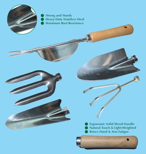 9-Piece Garden Tool Set for Women & Men – Heavy Duty Stainless Steel Gardening Tools Kit with Floral Storage Bag | Gardening Hand Tool Set Gift for Adults & Beginners
