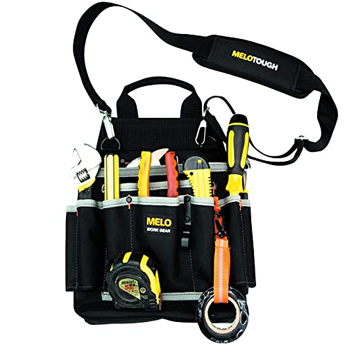 MELOTOUGH Small Tool Pouch with Belt Clip,Small Tool Holder Pouch, Min Work Organizer Tool Holster, Professional Tool Pouch Shoulder Tool Carrier with Multiple Pockets, Tool Organizer