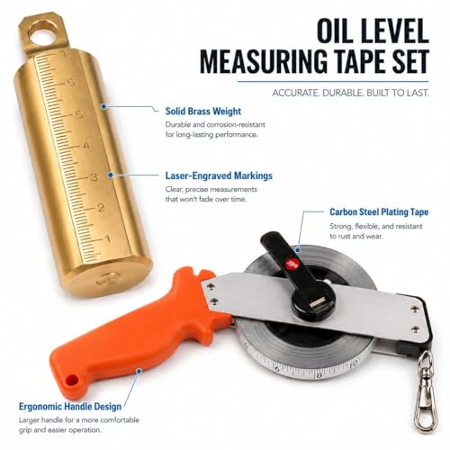 Oil Gauging Tape 20M/66ft Sounding Tape with Brass Plumb Bob