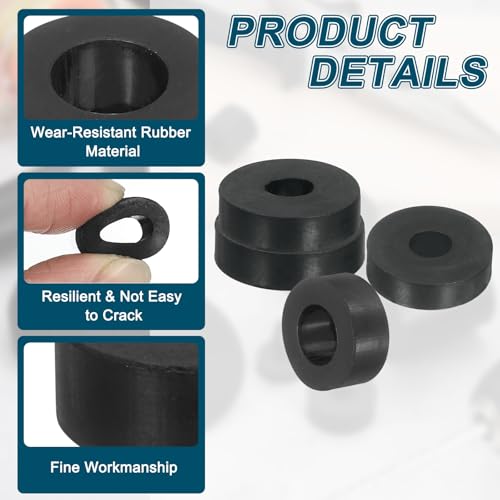 uxcell 18Pcs Thick Rubber Spacer, 2 Inch OD x 3/8 Inch ID x 3/8 Inch Thickness Black Round Rubber Bushings Anti Vibration Flat Washers for Home Industrial Machinery(50 x 10 x 10mm) 2" OD x 3/8" ID x 3/8" T(50 x 10 x 10mm) 18