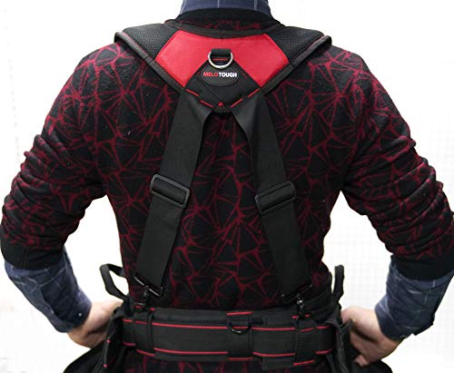 MELOTOUGH Magnetic Suspenders Tool Belt Suspenders with Large Moveable Phone Holder and Padded Electrician Tool Belt Tradesman Pro Padded Tool Belt