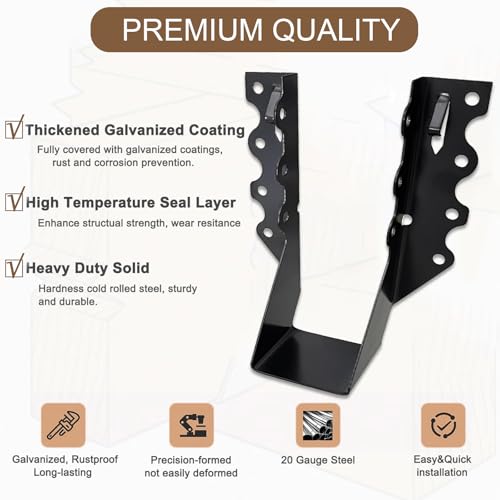 20 PCS 2x6 Joist Hanger,Black Powder-Coated,18 Gauge Galvanizing Face Mount 2"x 6" 20PCS