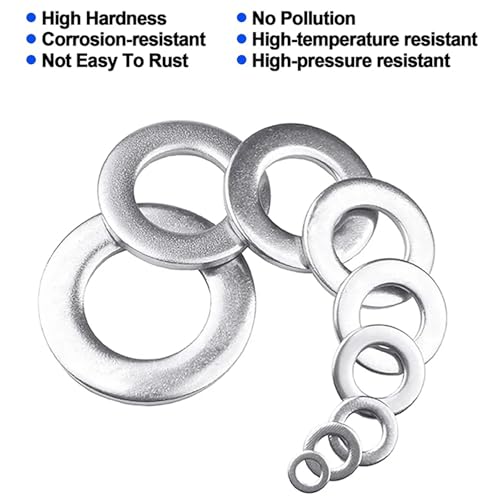580PCS 304 Stainless Steel Washers Spring & Flat Assortment Set Screws Metal Large Square 9 Sizes M2 M2.5 M3 M4 M5 M6 M8 M10 M12