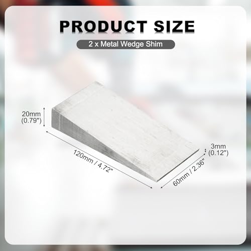 PATIKIL 2 Pcs Metal Wedge, 4.8x2.4x0.8 Inch Carbon Steel Wedge Shims Triangle Flange Beveled Washers Strong Durable for Pipe Fitting Welding Tool Factory Lathe Machine Tool, Silver Tone 4.8x2.4x0.8" (LxWxT)