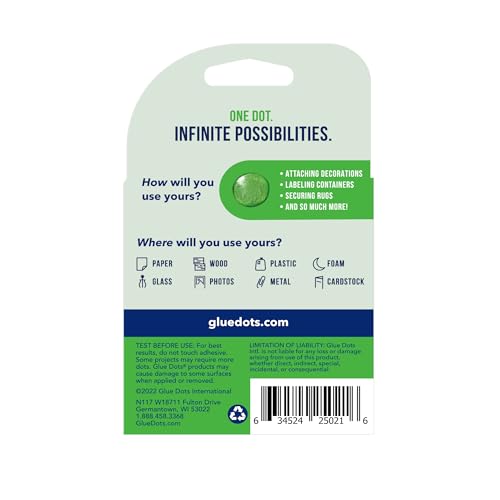 Glue Dots, Roll for everyday uses, 3-pack, ½”, .5 Inch, 900 Total Dots, Movable, Repositionable, Multi-Functional, Label Containers, Glue Stick and Tape Alternative, Clear 3 Pack