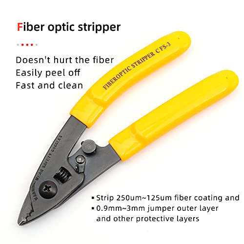 FTTH Fiber Optic Cold Connection Assembly Termination Tools Kit Bag with Visual Fault Locator Fiber Cleaver SC FC Connector Optical Power Meter Finder Cable Tester Stripper Tool Dust Free Paper B5