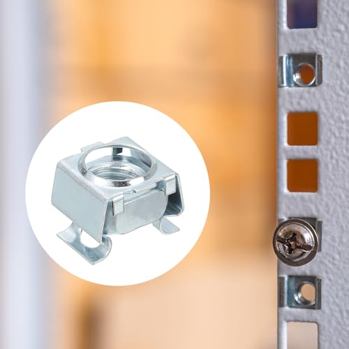 uxcell M12 x 1.75mm Cage Nut, 50Pcs Snap-in Cage Nuts, Carbon Steel Zinc Plated Metric Nut for Server Rack Cabinet, Silver 50